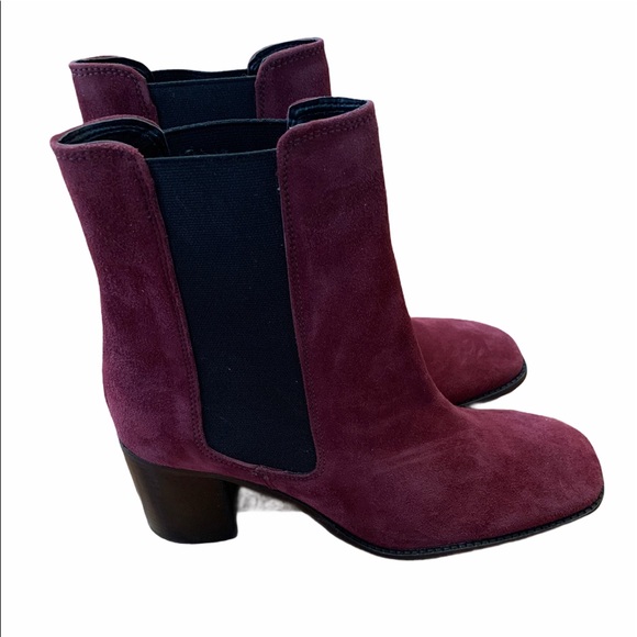 ASOS Burgundy Wine Square Toe Chelsea Boot NWOT - Picture 2 of 13